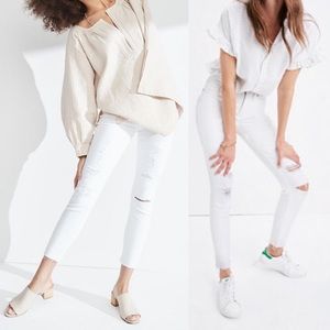 Madewell 9” high rise skinny cropped distressed
